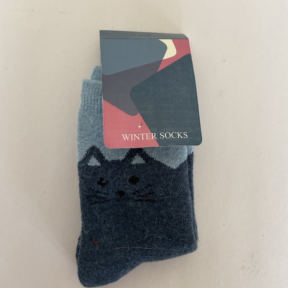 Wool socks with cat graphics. NWT